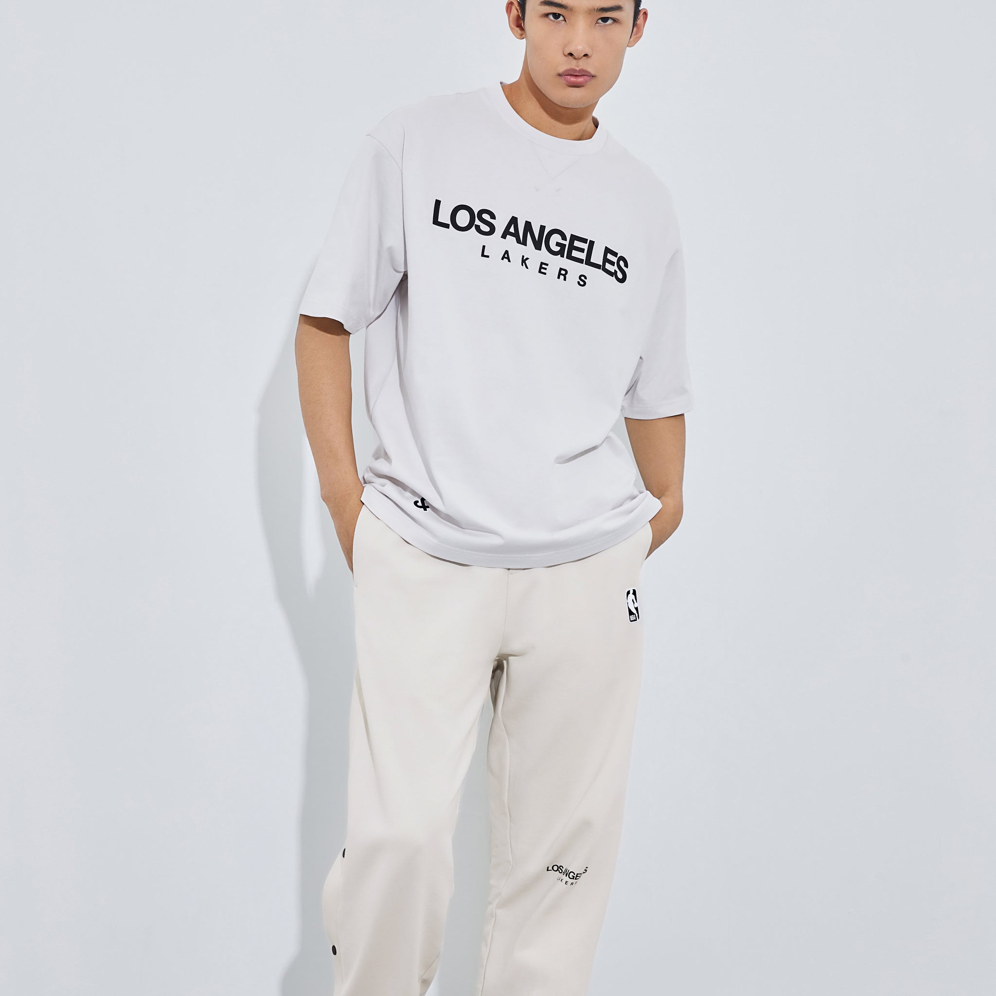 洛杉磯湖人隊鬆緊腰束腳鈕釦長褲