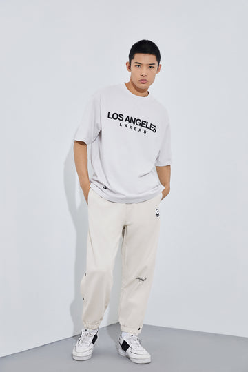 洛杉磯湖人隊鬆緊腰束腳鈕釦長褲