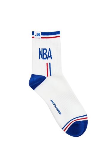 【NBA Collection】NBA LOGO白色中筒襪 (1對)