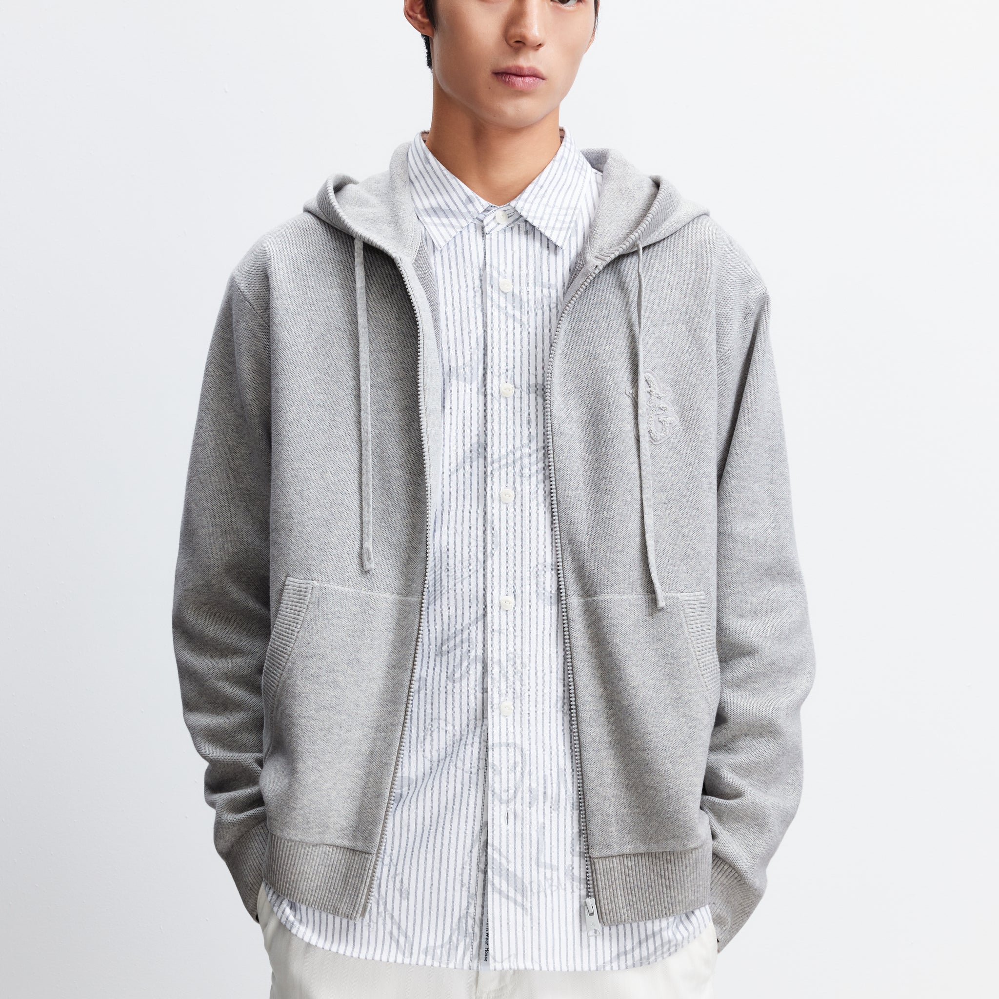 ORIGINALS系列針織連帽拉鍊外套