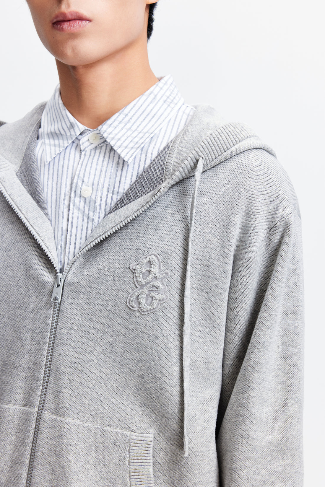 ORIGINALS系列針織連帽拉鍊外套