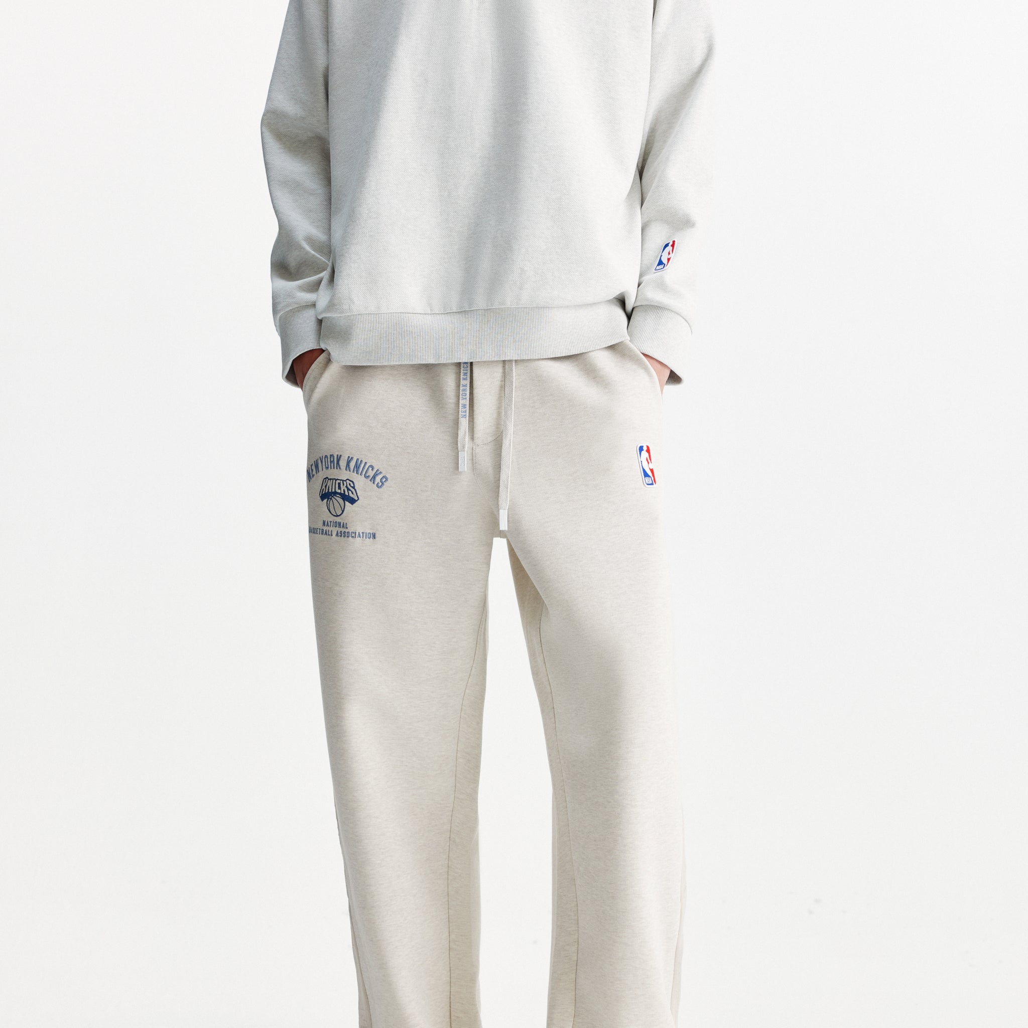 紐約人隊鬆緊腰鈕釦褲腳長褲