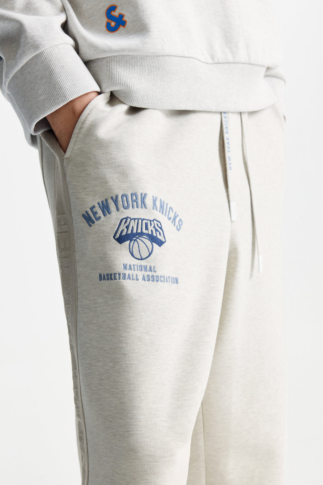 紐約人隊鬆緊腰鈕釦褲腳長褲