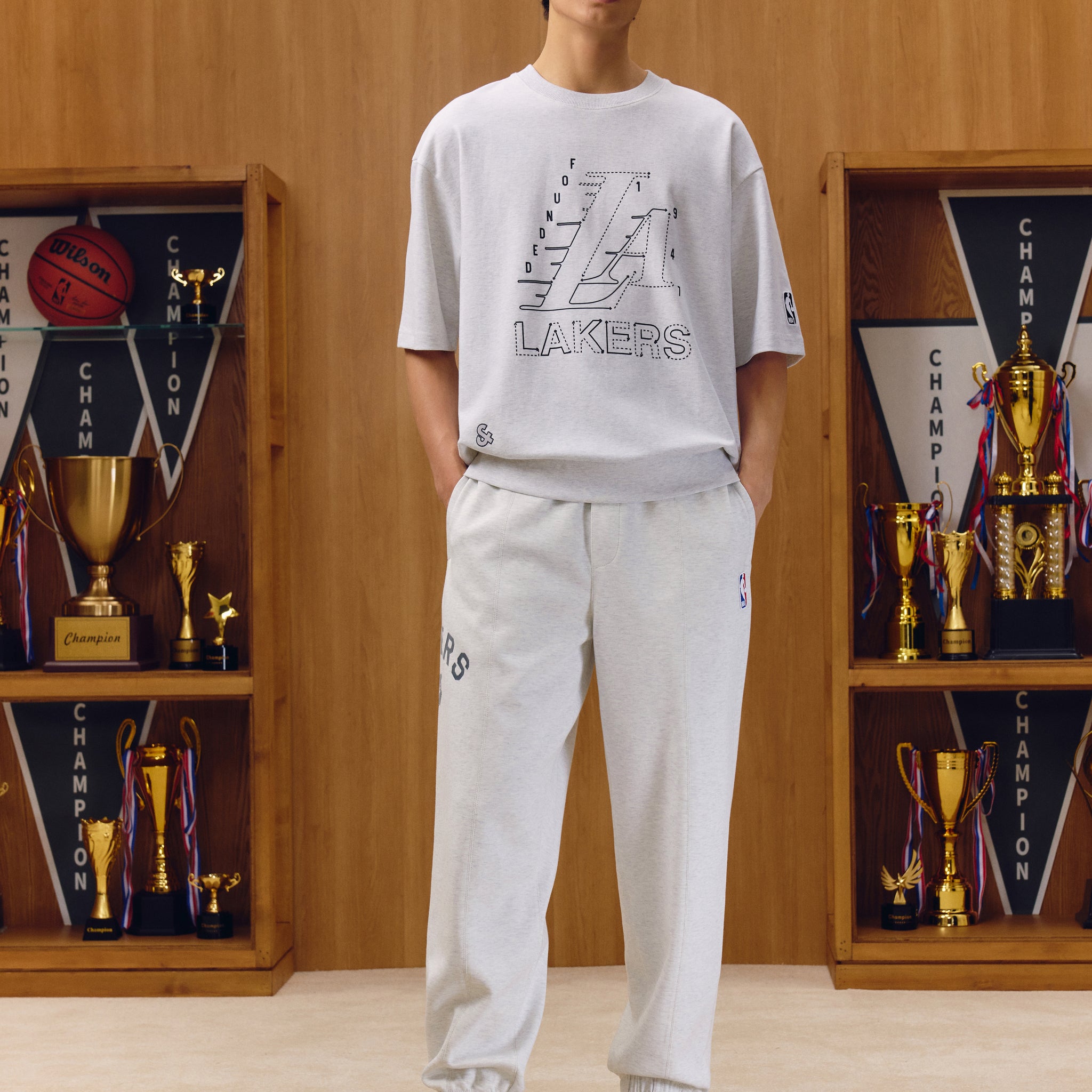 洛杉磯湖人隊鬆緊腰束腳長褲