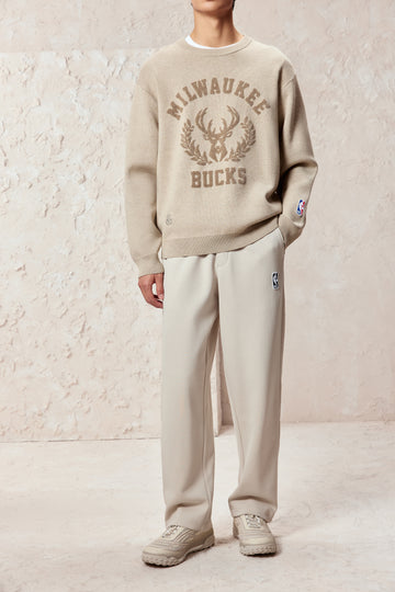 NBA系列鬆緊腰鈕釦褲腳長褲