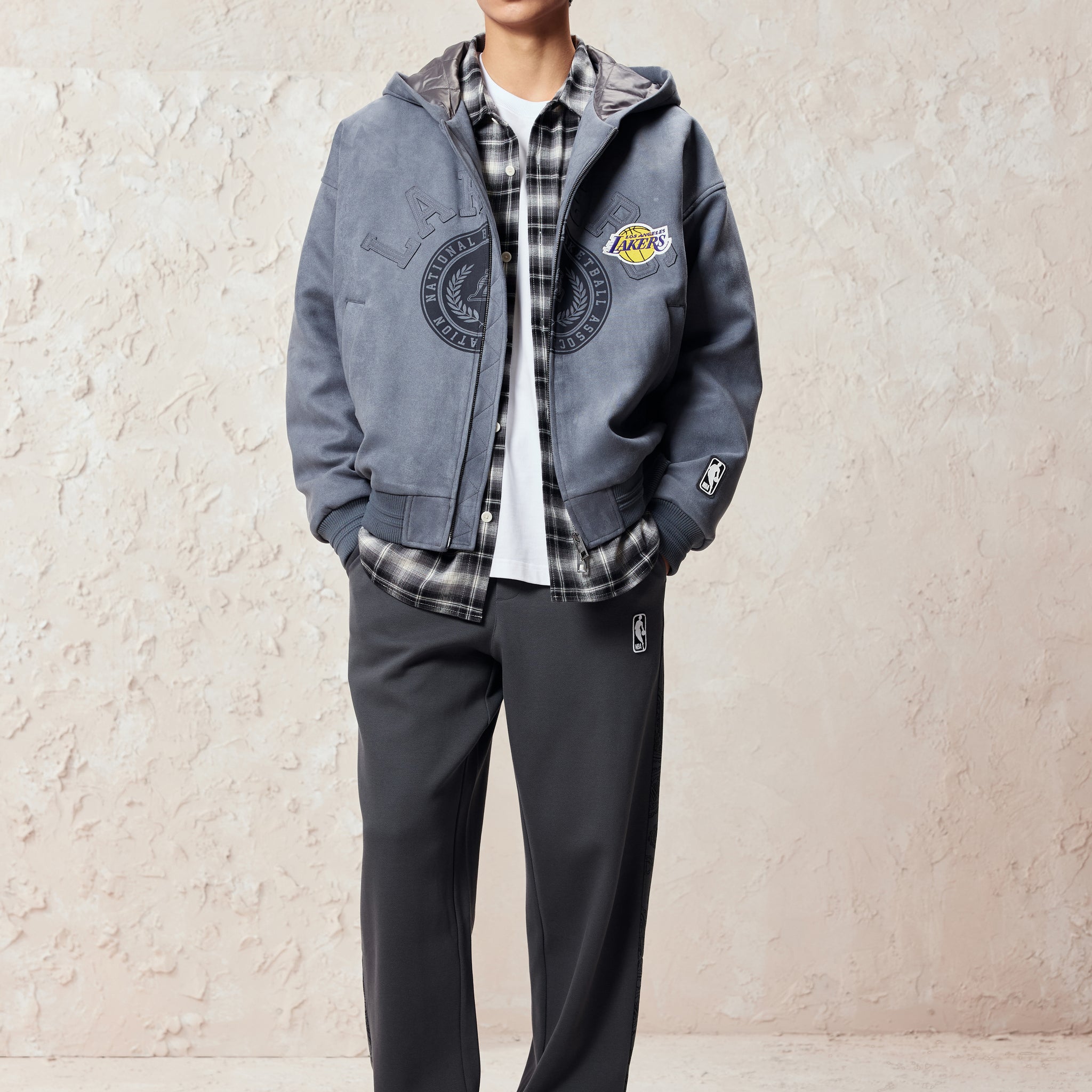 NBA系列鬆緊腰鈕釦褲腳長褲