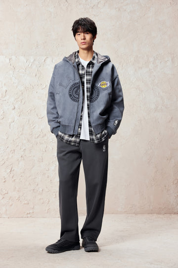 NBA系列鬆緊腰鈕釦褲腳長褲