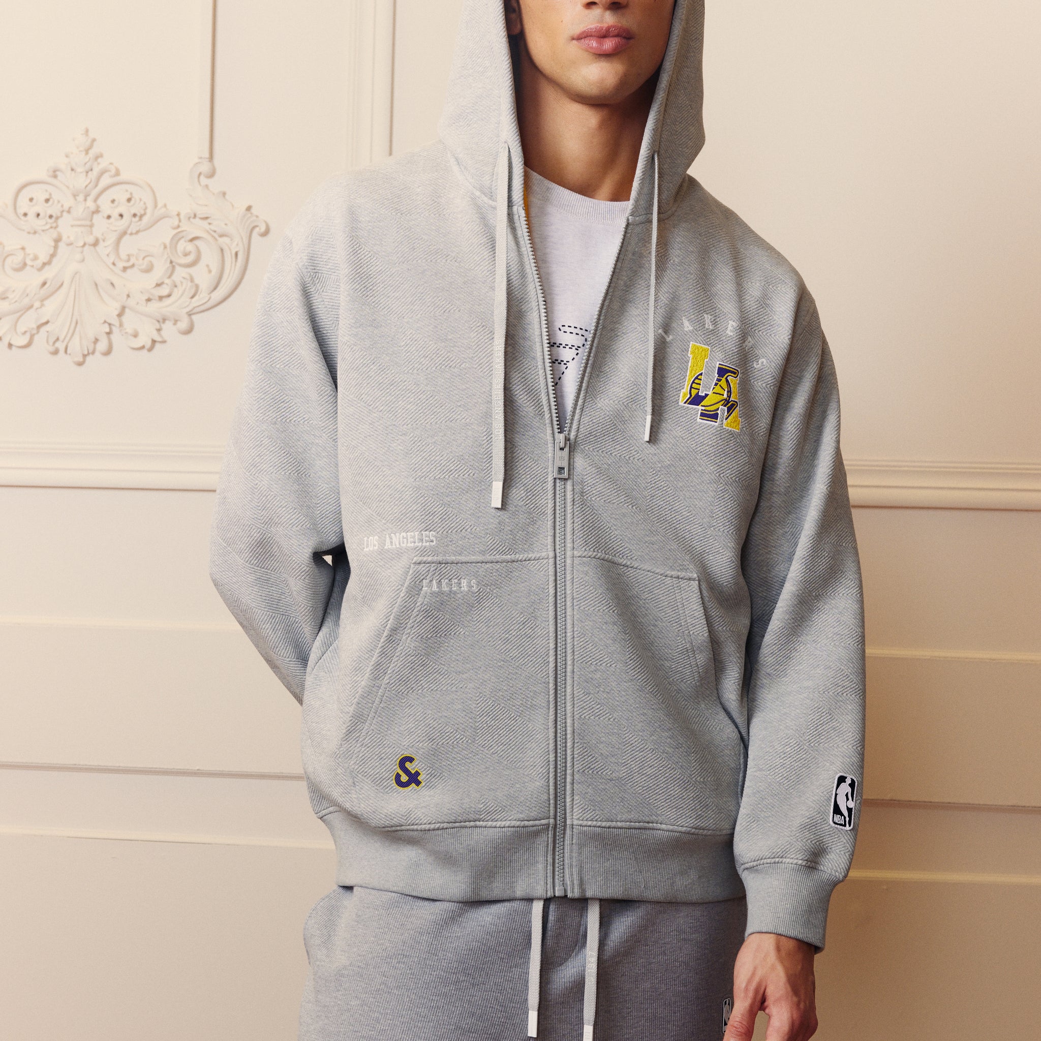 洛杉磯湖人隊拉鍊連帽長袖衛衣