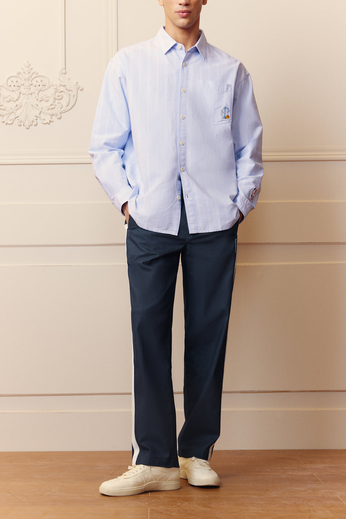 NBA系列鬆緊腰撞色長褲