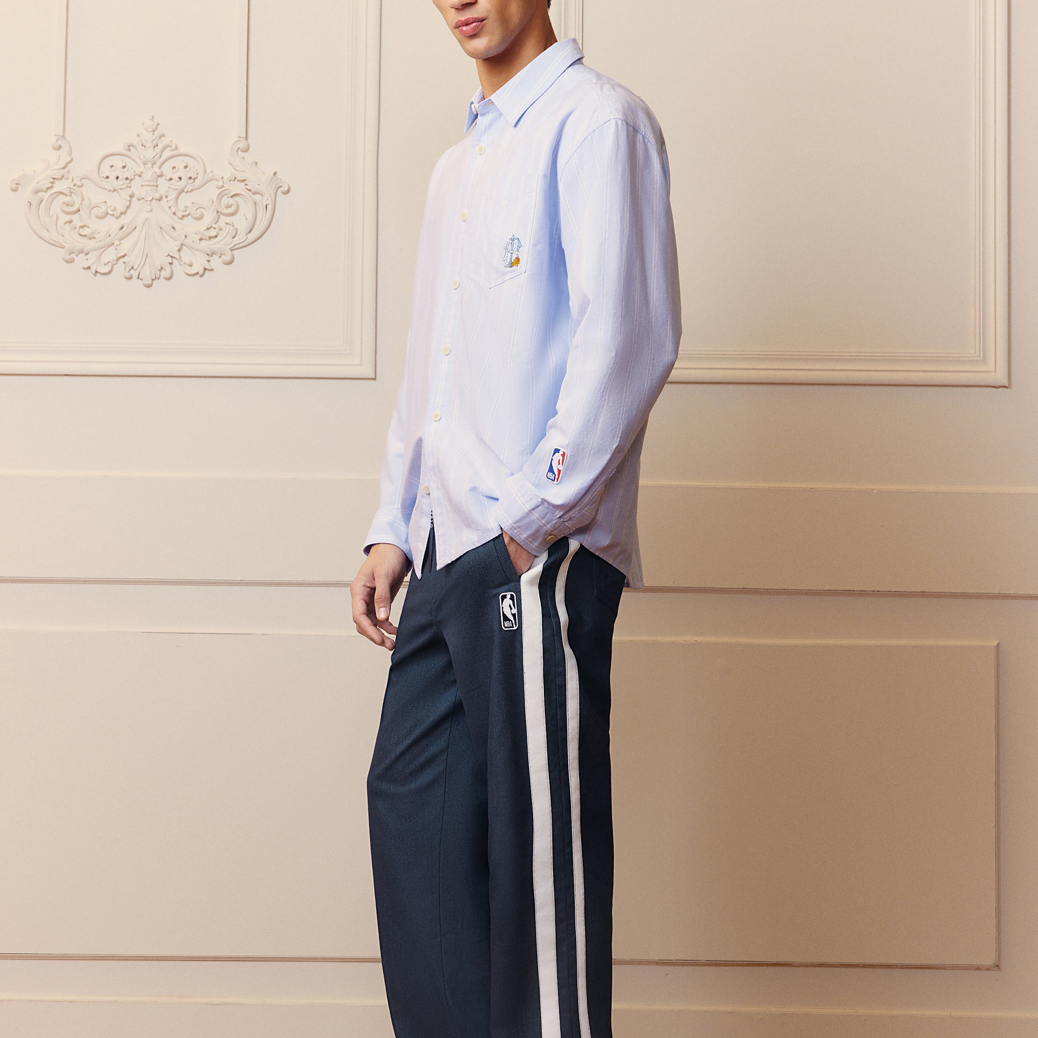 NBA系列鬆緊腰撞色長褲