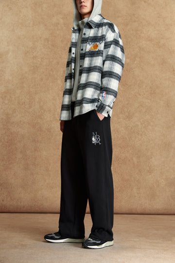 NBA系列鬆緊腰鈕釦褲腳長褲