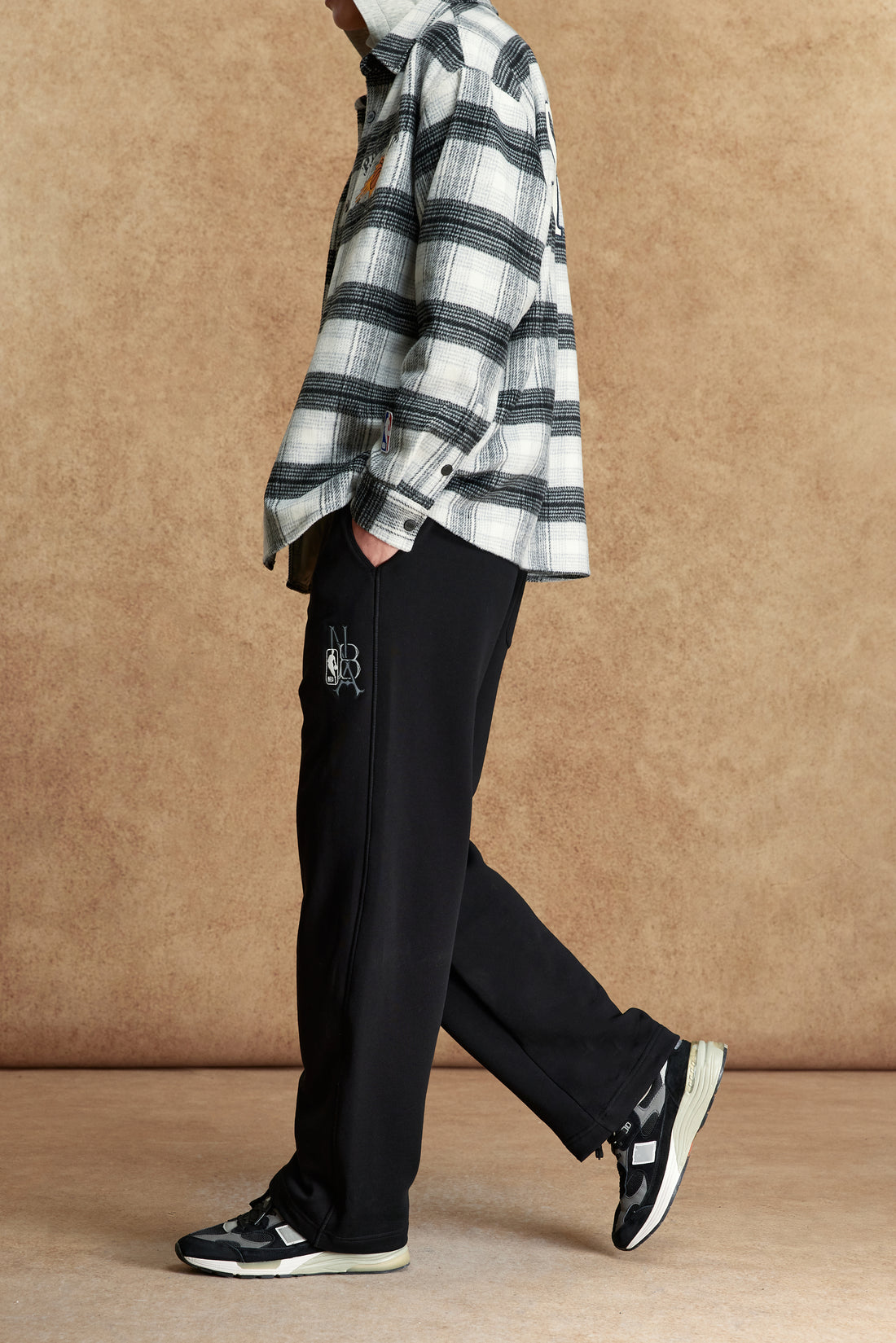 NBA系列鬆緊腰鈕釦褲腳長褲