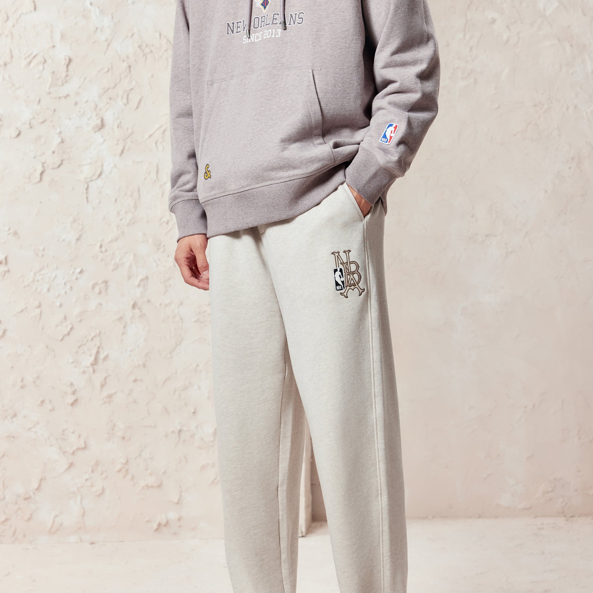 NBA系列鬆緊腰鈕釦褲腳長褲