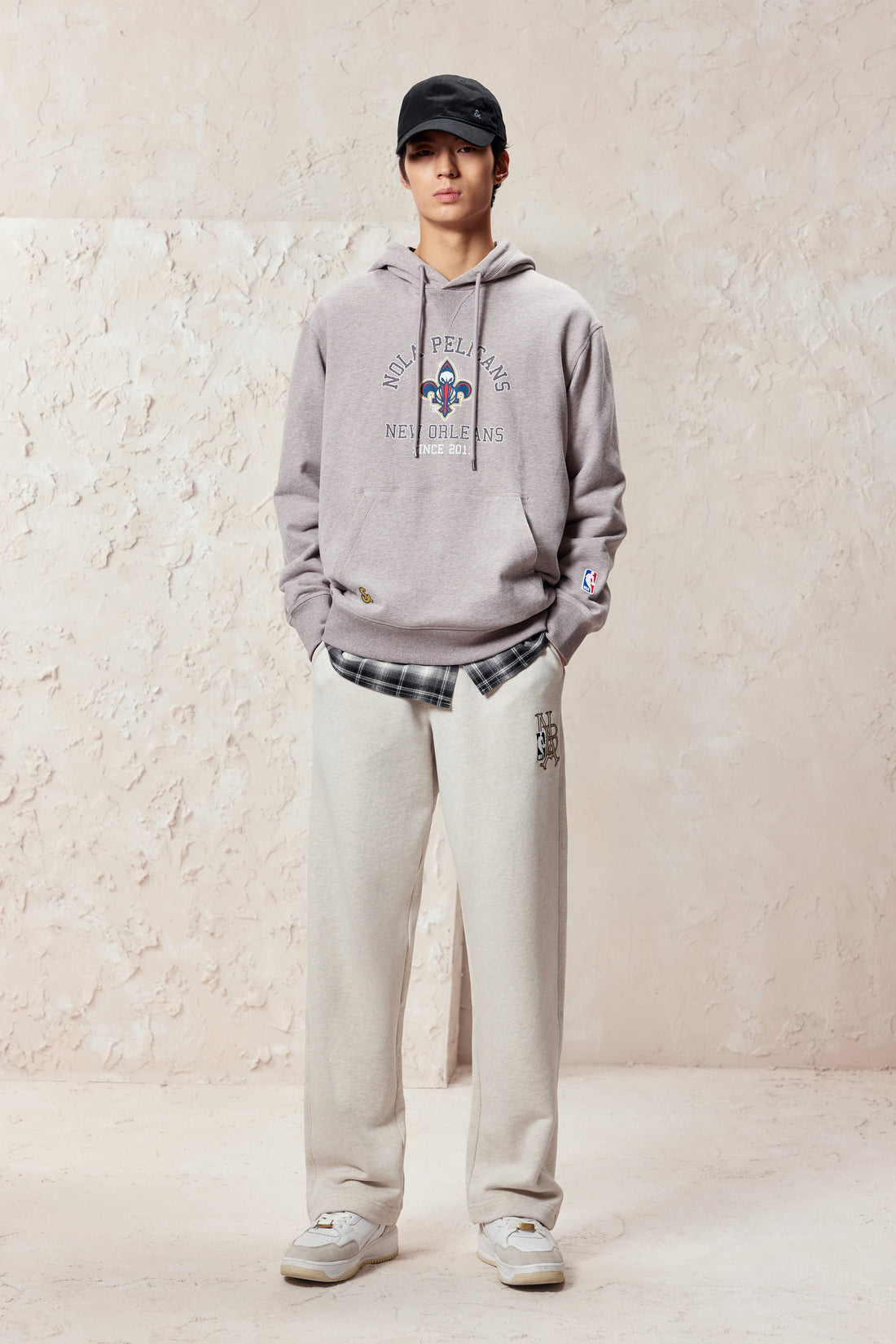 NBA系列鬆緊腰鈕釦褲腳長褲