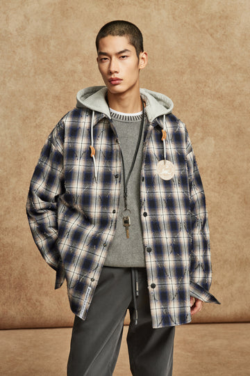 ORIGINALS系列格紋可拆連帽外套