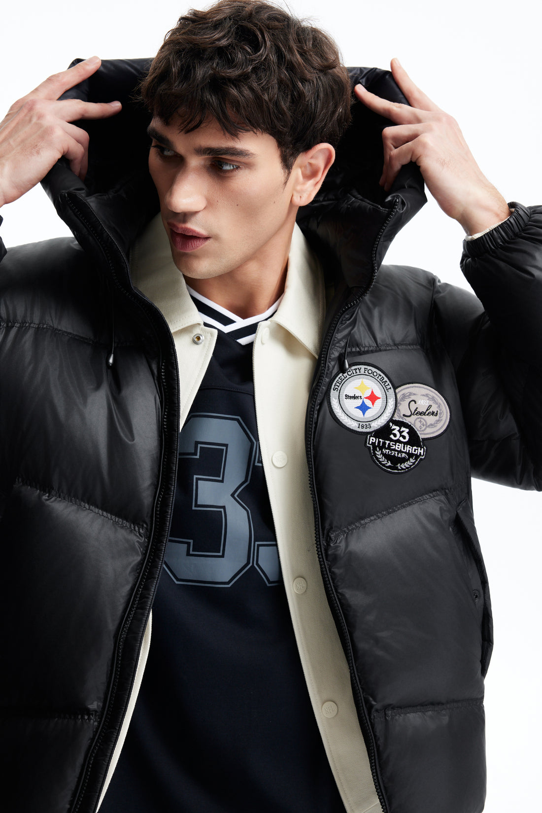 NFL系列簡約連帽羽絨外套