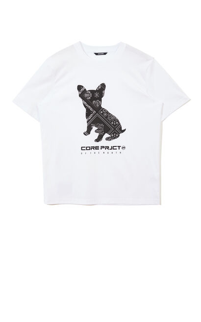 【French Bulldog Collection】法鬥腰果花圖案T恤, White, large