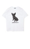 【French Bulldog Collection】法鬥腰果花圖案T恤, White, large