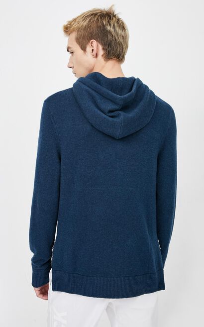 JackJones Men's Autumn & Winter Straight Fit Hooded Pullover Knit Sweater| 220124504, Blue, large