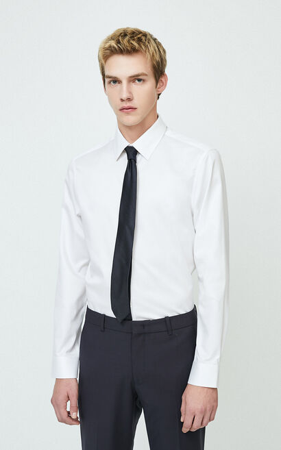 JackJones Men's Winter Slim Fit Stretch Cotton White Long-sleeved Shirt| 220105521, White, large
