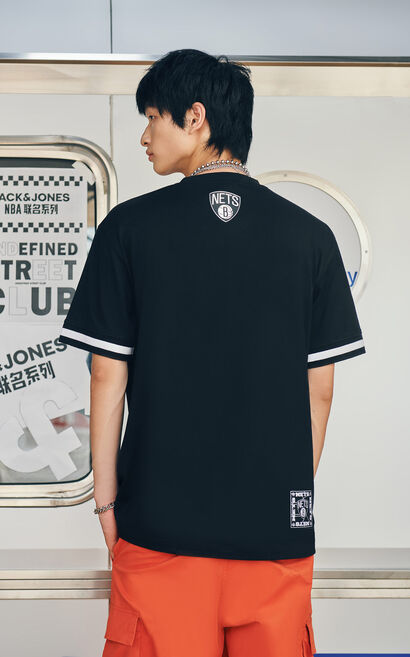 【NBA聯名款】布魯克林籃網隊LogoT恤, Black, large