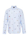JackJones Turn-down Collar Printed Cotton Long-sleeved Shirt X Mickey Mouse| 220105504, Blue, large
