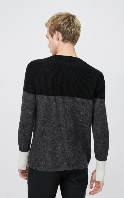 JackJones Men's Autumn & Winter Slim Fit Sheep Wool Round Neckline Assorted Colors Long-sleeved Knit| 220125508, Black, large