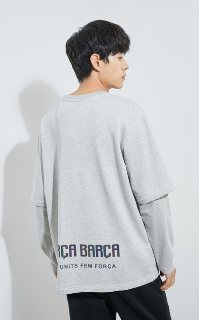【FC Barcelona Collection】巴塞隆拿足球會聯名長袖T恤, Grey, large
