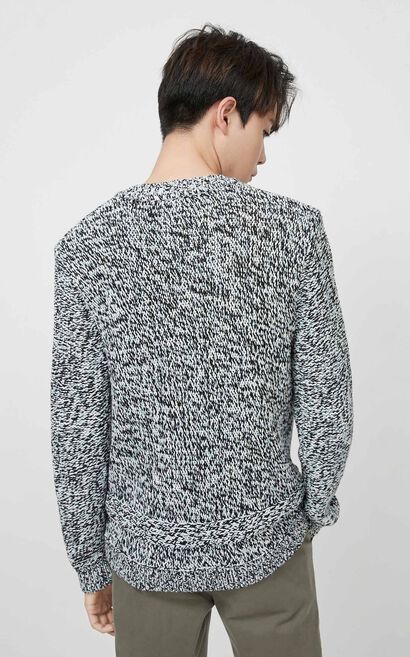 JackJones Men's Spring Round Neckline Contrasting Long-sleeved Knit| 220124524, Light Grey, large