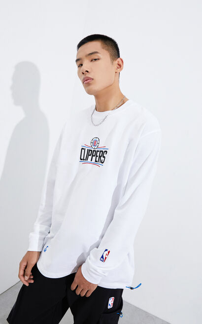【NBA聯名款】洛杉磯快艇隊長袖T恤, White, large