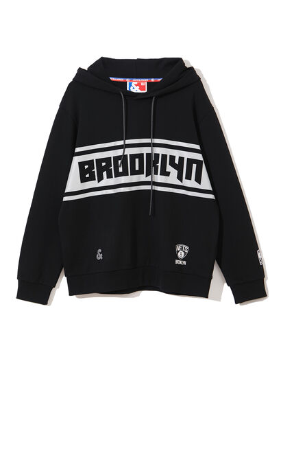【NBA Collection】布魯克林籃網隊反光字母衛衣, Black, large
