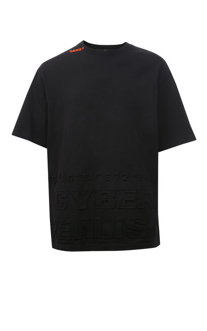立體字母圖案T恤, Black, large