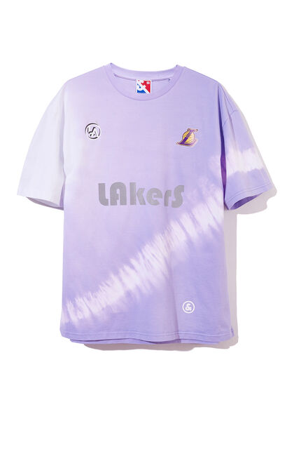 【NBA聯名款】洛杉磯湖人隊紮染大圖案T恤, Purple, large