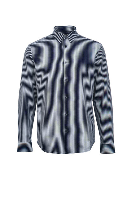 JackJones Men's Cotton Striped Slim Fit Long-sleeved Shirt 220105512, Blue, large