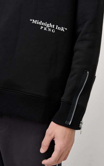 JackJones Men's Winter Animal Embroidery Print Pullover Sweatshirt| 220133522, Black, large