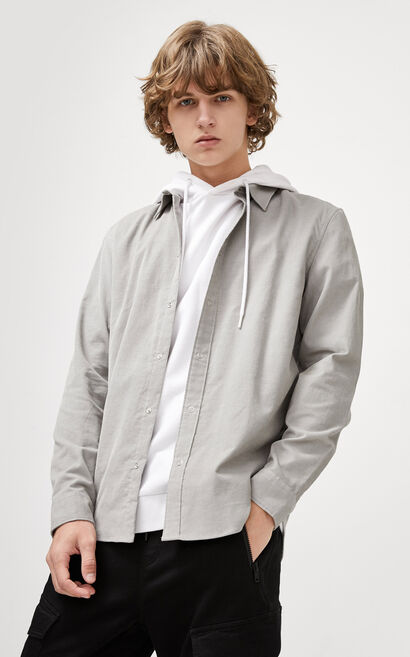 JackJones Men's Autumn 100% Cotton Corduroy Long-sleeved Shirt| 220105505, Grey, large