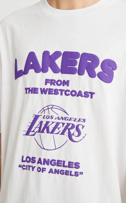 【NBA聯名款】洛杉磯湖人隊立體圖案T恤, Beige, large