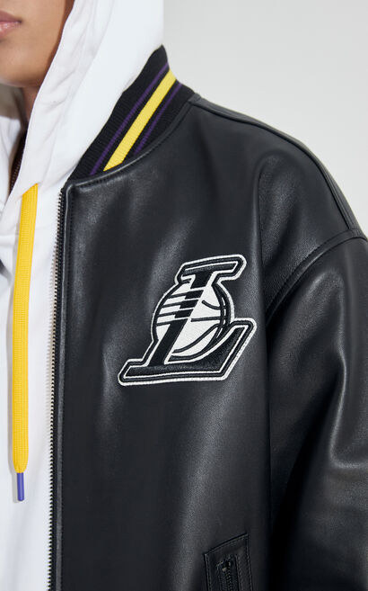 【NBA聯名款】洛杉磯湖人隊Logo皮革棒球外套, , large