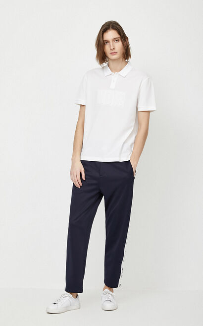 JackJones Men's Spring 3D Letter Print 100% Cotton Short-sleeved Turn-down Collar T-shirt| 220106505, White, large