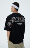 【NBA Collection】NBA聯名LOGO寬鬆T恤, Black, large