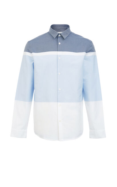 JackJones Men's Winter 100% Cotton Contrasting Spliced Print Shirt| 220105538, Blue, large